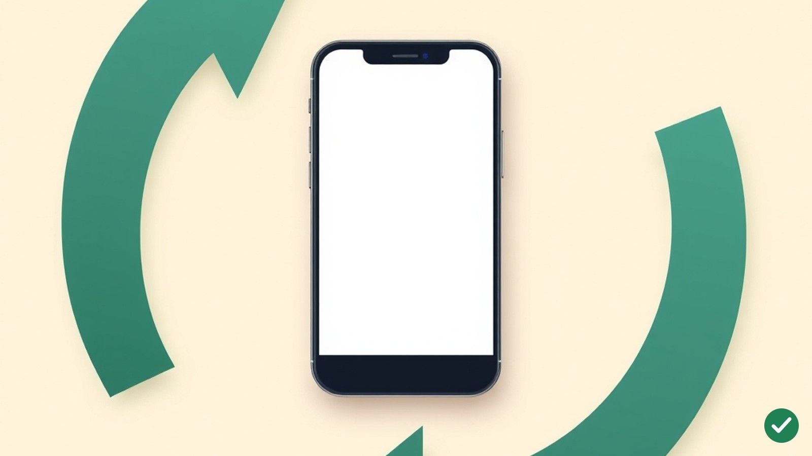 Ilustrace chytrého telefonu zepředu, kolem kterého je velká kruhová šipka