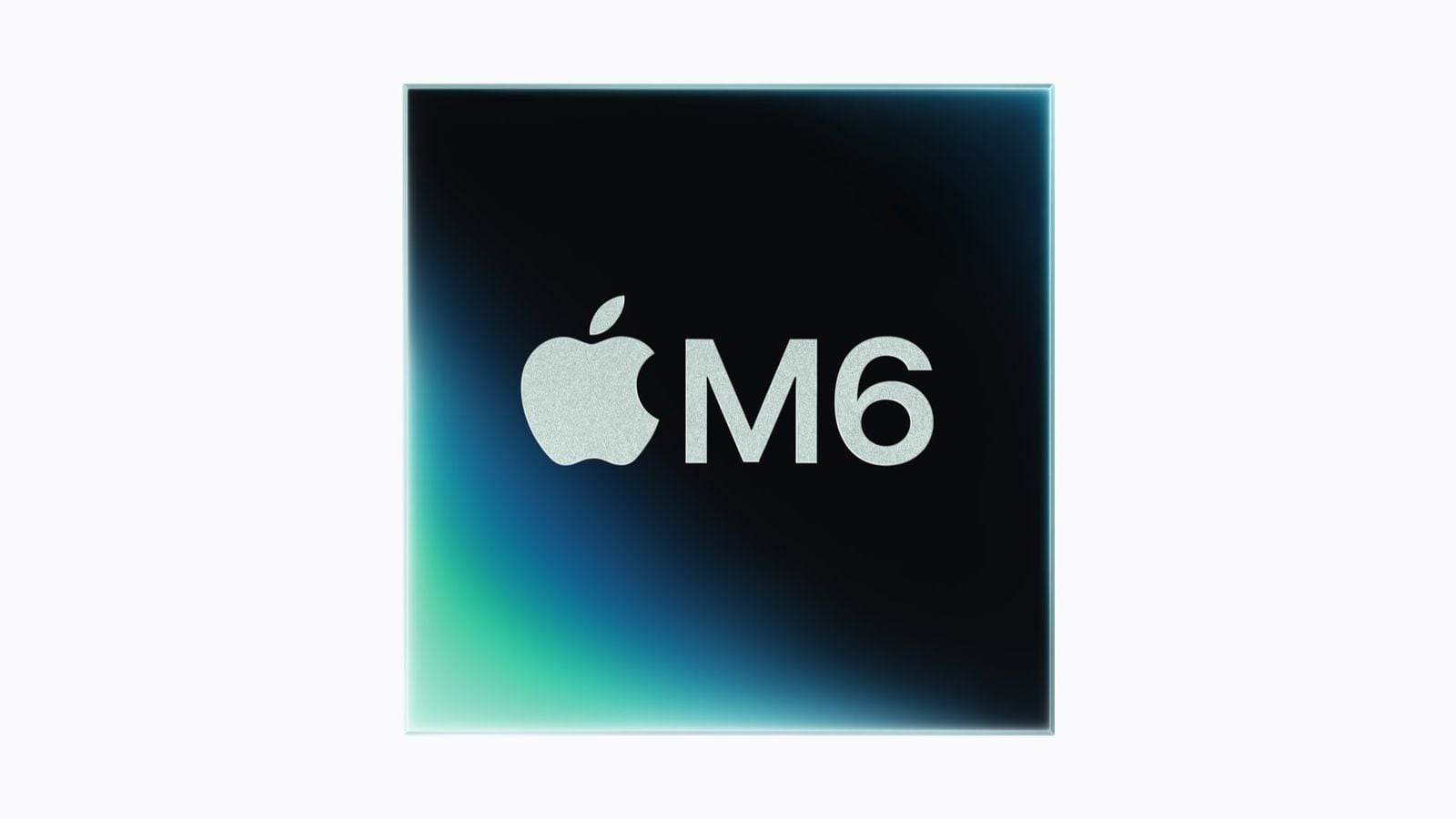 Logo čipu Apple M6 na modro-fialovém přechodu